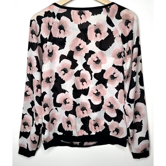 Dynamite Pullover Blouse Pink Black Floral Women Size XS Sheer Long Sleeve - Picture 2 of 11
